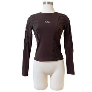 Setupexe Brown Mesh Logo Cut Out Womens XS